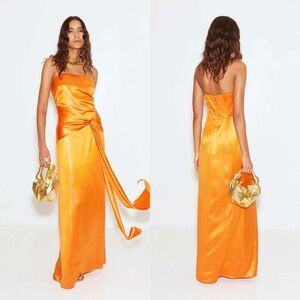 NWT Simon Miller Strapless Satin Sash Fia Gown Happy Carrot Size 10 $495